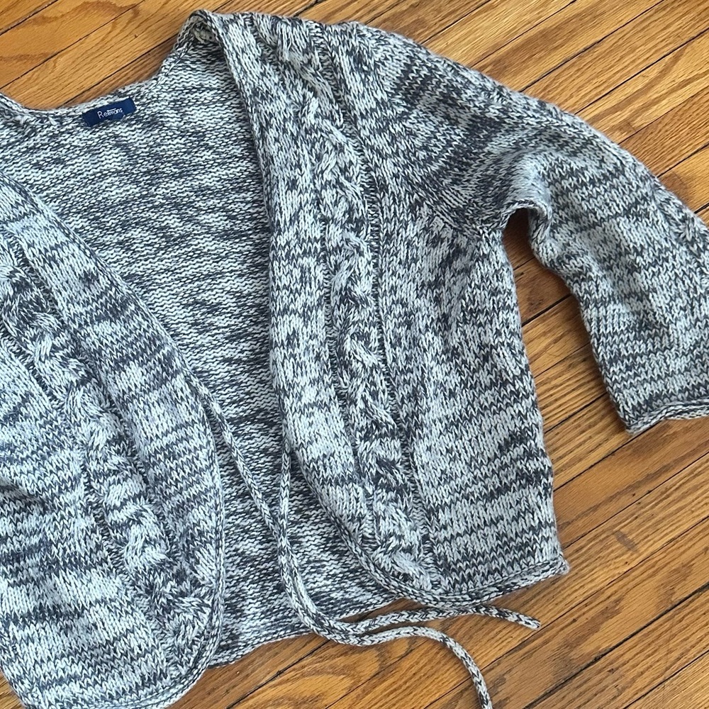 Cropped cardigan open front 3/4 sleeve